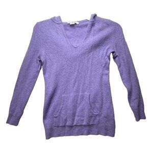 Enzo Mantovani Cashmere Hooded Sweater V-neck Women's Sz S Small Light Purple